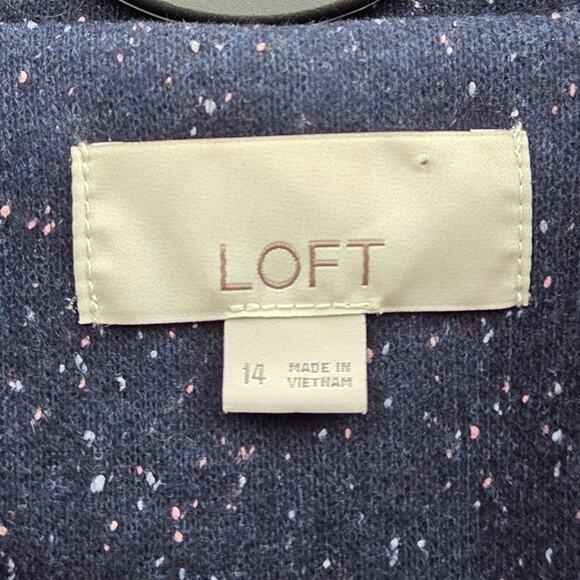 LOFT Single-Button Front Speckled Modern Knit Blazer Jacket Sz 14 Navy - Picture 5 of 6